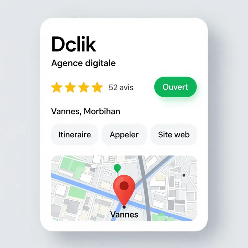 Résultats SEO local Pack Google Maps Vannes par Dclik